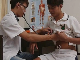 Young doctor enjoys pleasuring his twink patient.