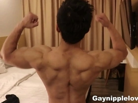 Big pecs and a hot body are worshipped in this video.