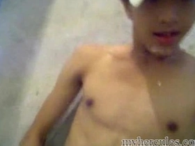 Young Asian man masturbates and cum on his face - Myhercules.com
