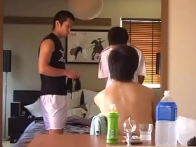 Three guys having fun in a Japanese setting