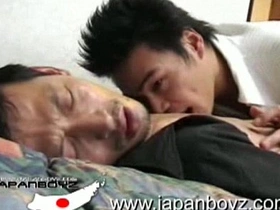 Three Japanese men engage in kinky anal sex and masturbation.
