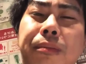 Gay Japanese geyboy with small chest vomits after a wild night.